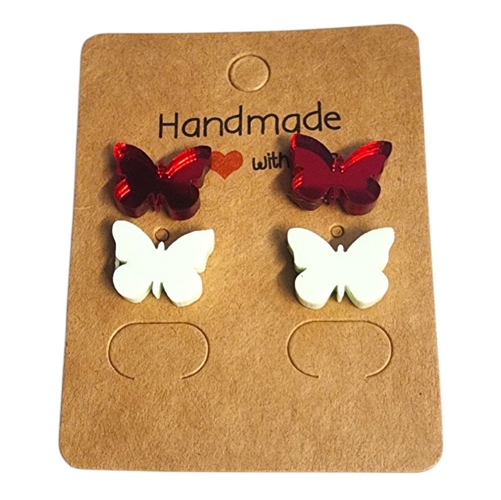 Cherry Snowwing Acrylic Stud Earrings - 2 Pair